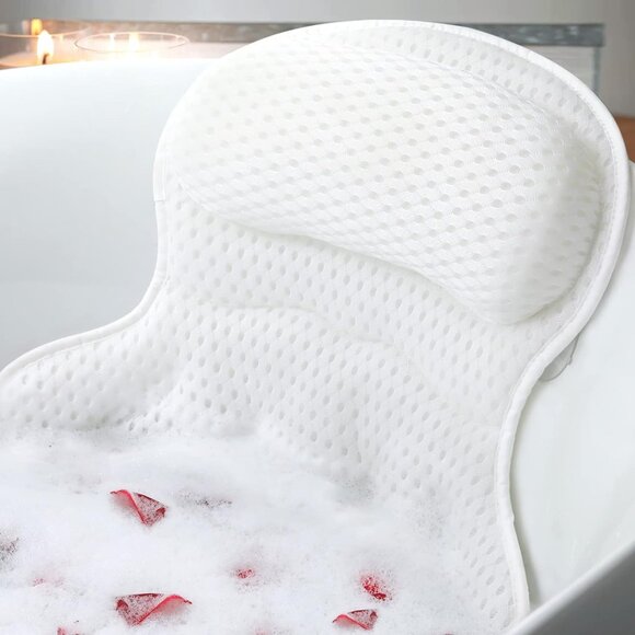 Ergonomic Bathtub Pillow with Non-Slip Suction Cups - Machine Washable Spa Gift - Picture 1 of 6